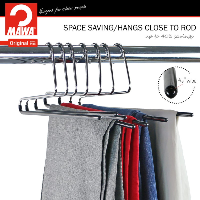 Mawa by Reston Lloyd Reverse Hook Trouser Series Non-Slip Space-Saving Clothes Hanger with Single Rod for Pants  Style KH/35U  Set of 10  Black - Image 4